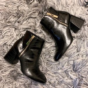 Stradivarius Mock Croc Heeled Boots